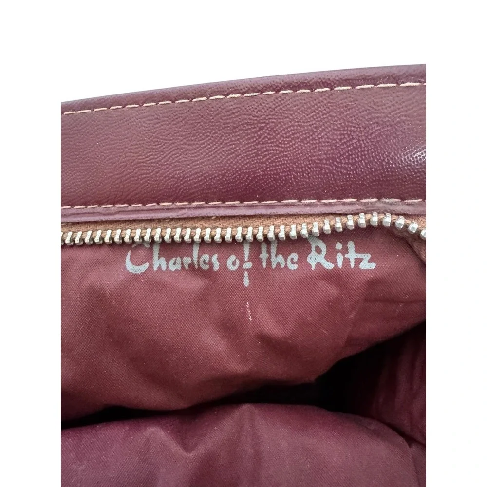 Vintage Charles of the Ritz CR Monogrammed‎ Women's Cosmetic Pouch Maroon Zipper